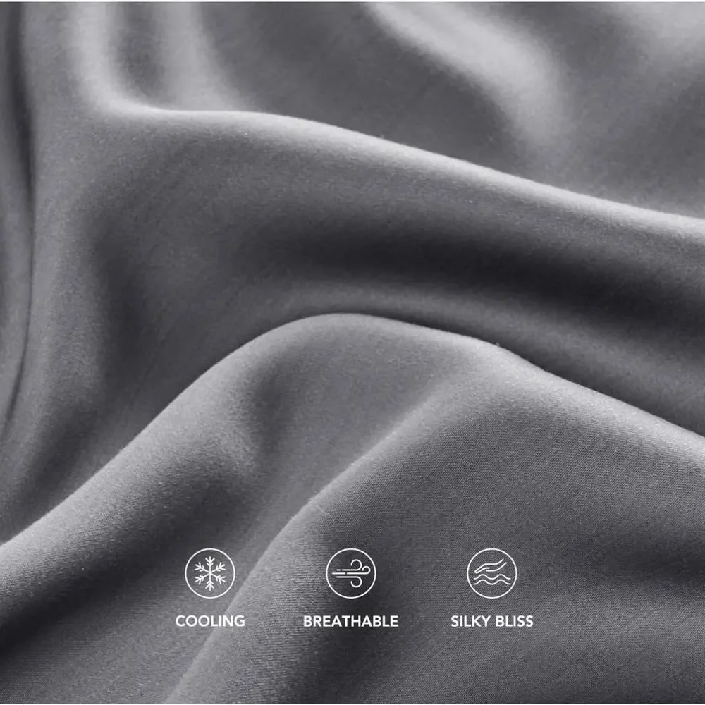 EVERGRACEHOME Tencel Lyocell Cooling Duvet Cover Set Natural Eucalyptus Queen